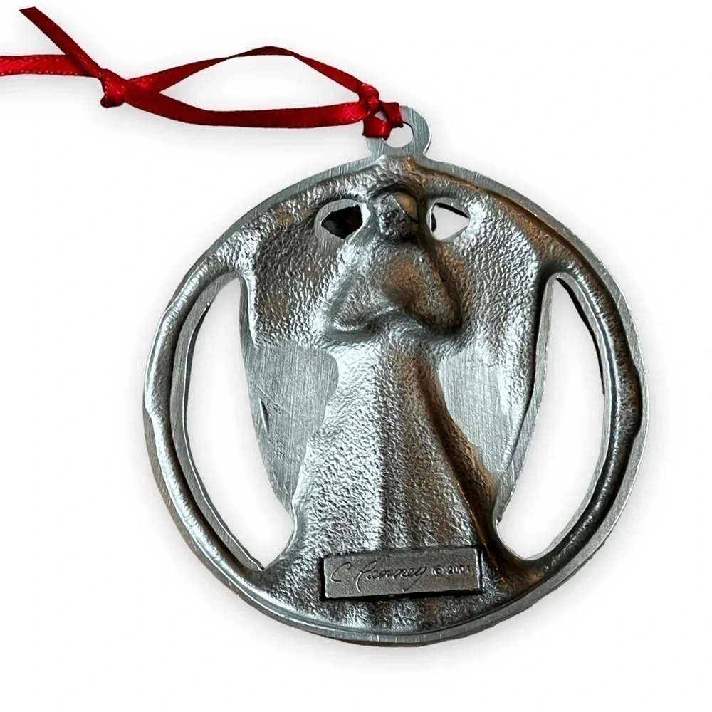 Carole Ranney Pewter Angel Christmas Ornament 2004 Sculpted Metal Round